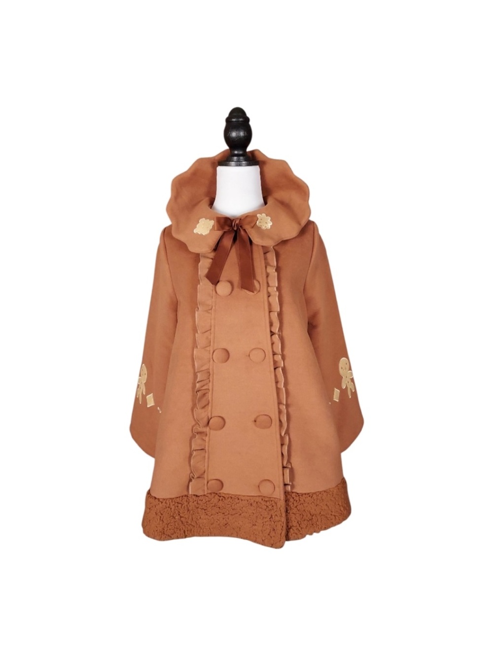 Sennvbuluo Gingerbread Man Kawaii Coat with Bow Detail